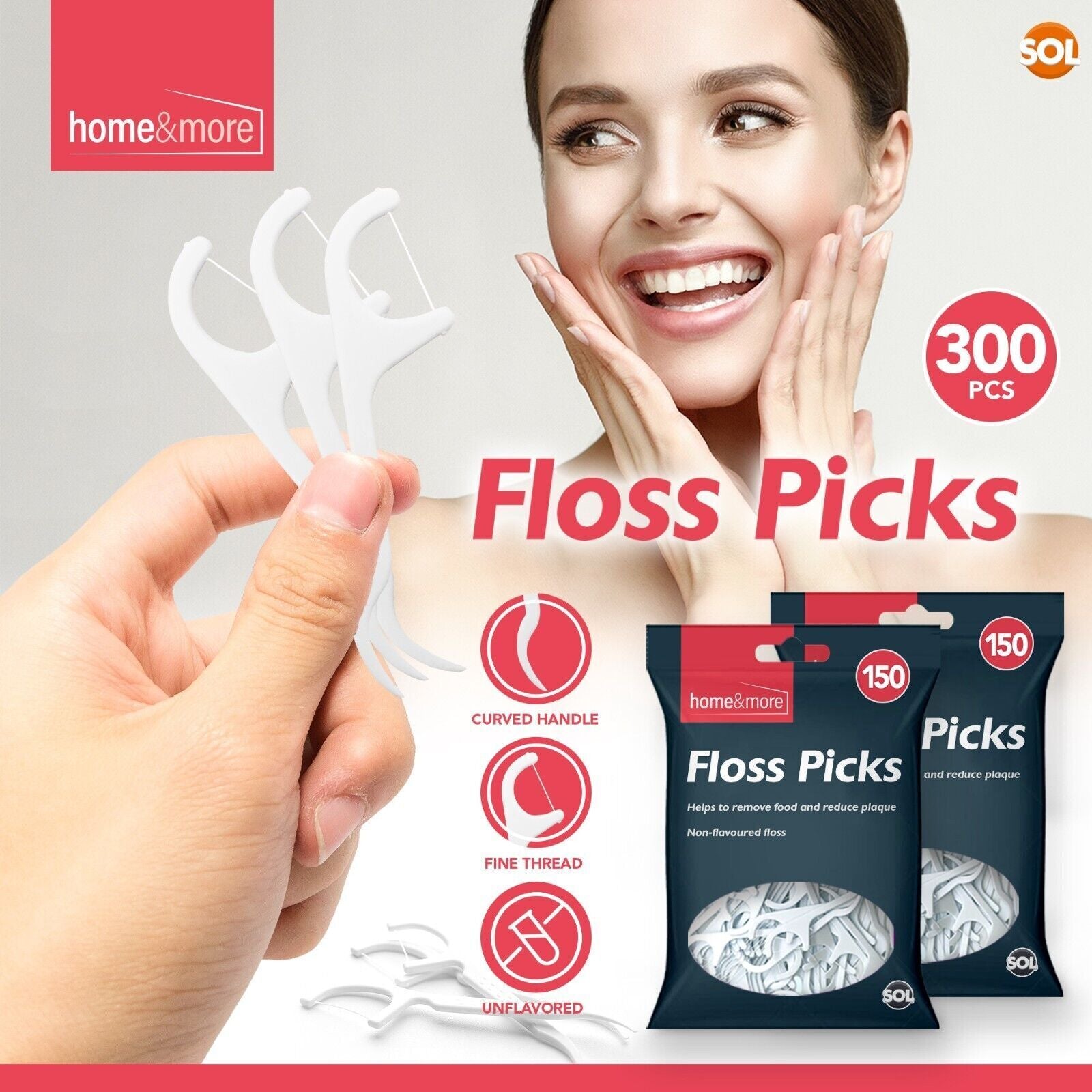 300Pk Dental Floss Sticks | Interdental Tooth Harps Teeth Picks Oral Plaque Care