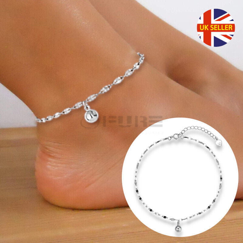 Silver Lace Linked Chain Ankle Bracelet Boho Foot Anklet Women Girls Jewellery