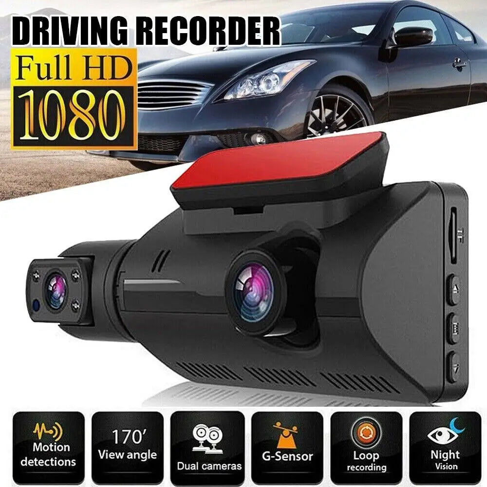 1080P Car Recorder Camera Auto Wide Angle Night Vision Dual Camera Camera HD inside Front Rear Camera Dual Lens Recorder