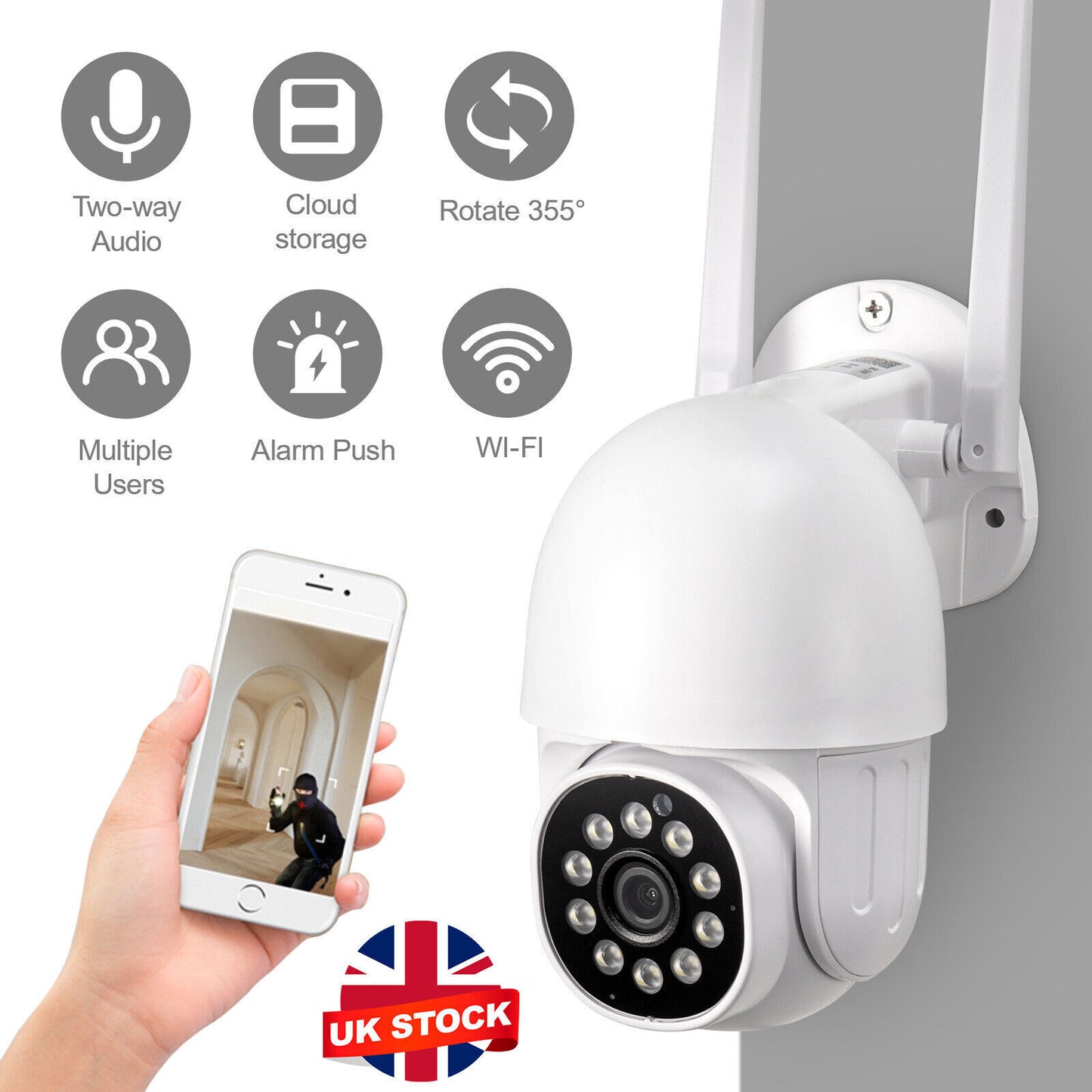 1080P IP Camera Wireless WIFI Outdoor CCTV HD PTZ Smart Home Security IR Cam UK