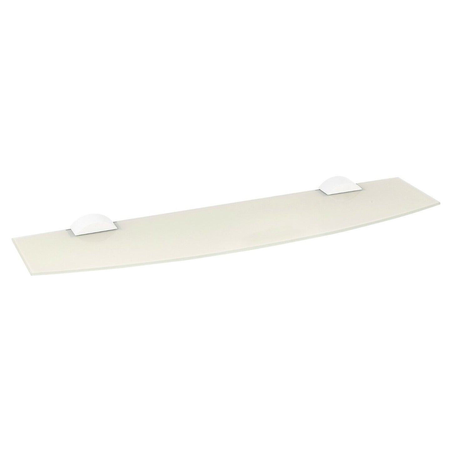 Bowed Floating Glass Shelf Frosted Look Design Large 80X20Cm Wall Mounted Clips