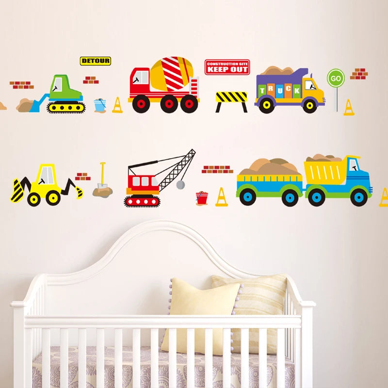 Cartoon Cars Kids Room Wall Sticker For Children's Kids Room Baby Bedroom Wall Decals Window Poster 3D Car Stickers Wallpaper