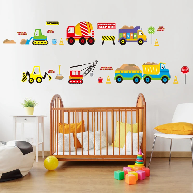 Cartoon Cars Kids Room Wall Sticker For Children's Kids Room Baby Bedroom Wall Decals Window Poster 3D Car Stickers Wallpaper