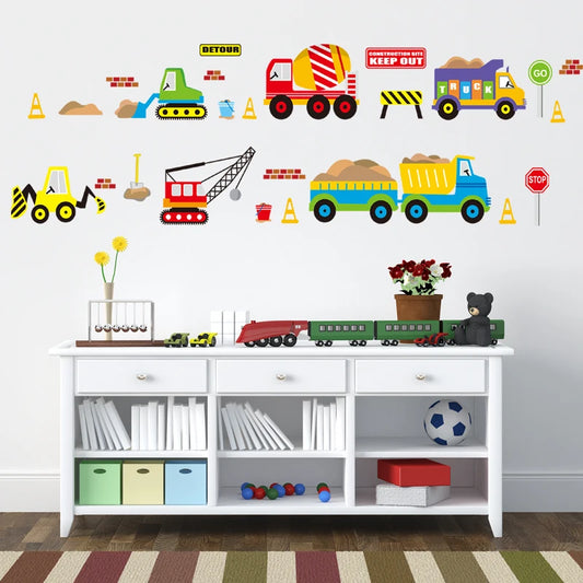 Cartoon Cars Kids Room Wall Sticker For Children's Kids Room Baby Bedroom Wall Decals Window Poster 3D Car Stickers Wallpaper