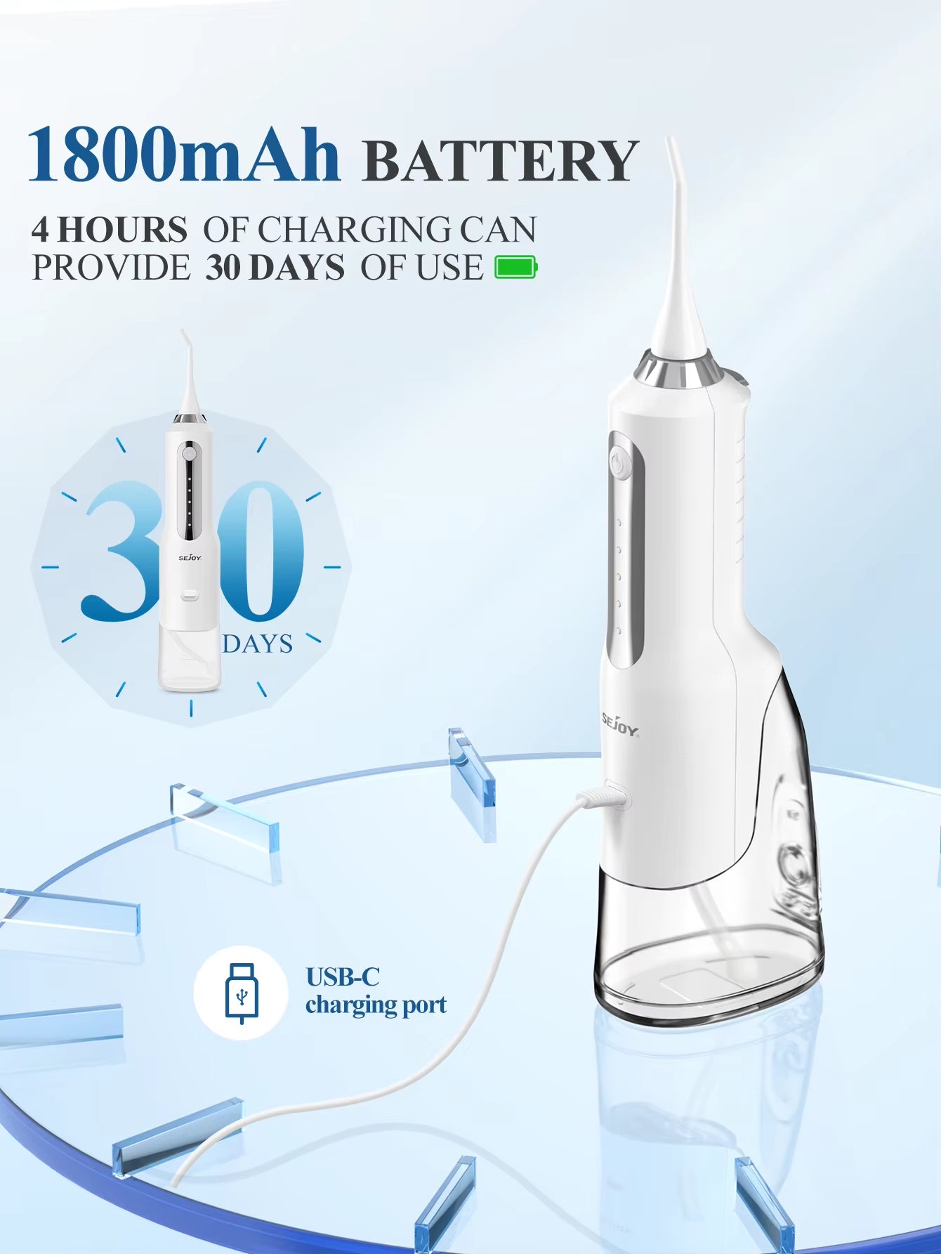 Water Flosser Teeth Cleaner, Rechargeable Waterproof Portable Cordless Dental Oral Irrigator, Water Flossers for Teeth