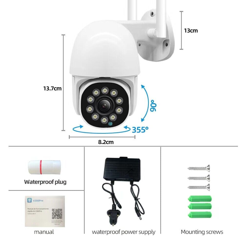 1080P IP Camera Wireless WIFI Outdoor CCTV HD PTZ Smart Home Security IR Cam UK